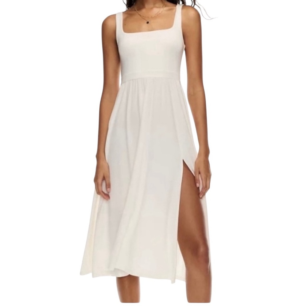 Aritzia Wilfred Market Slit Dress | soft white jersey dress Small
